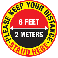 Please Keep Your Distance - Round - in feet & meters
