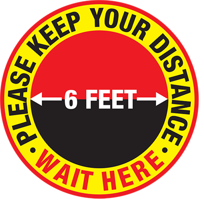 Please Keep Your Distance Wait Here - Round - in feet
